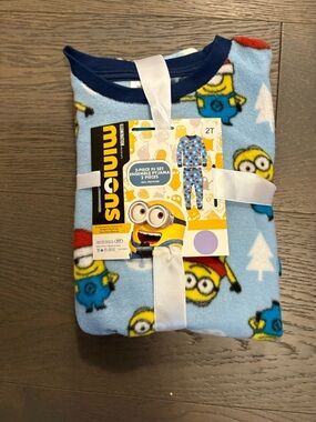 Minion warm fleece kids pj set 2t new with tags